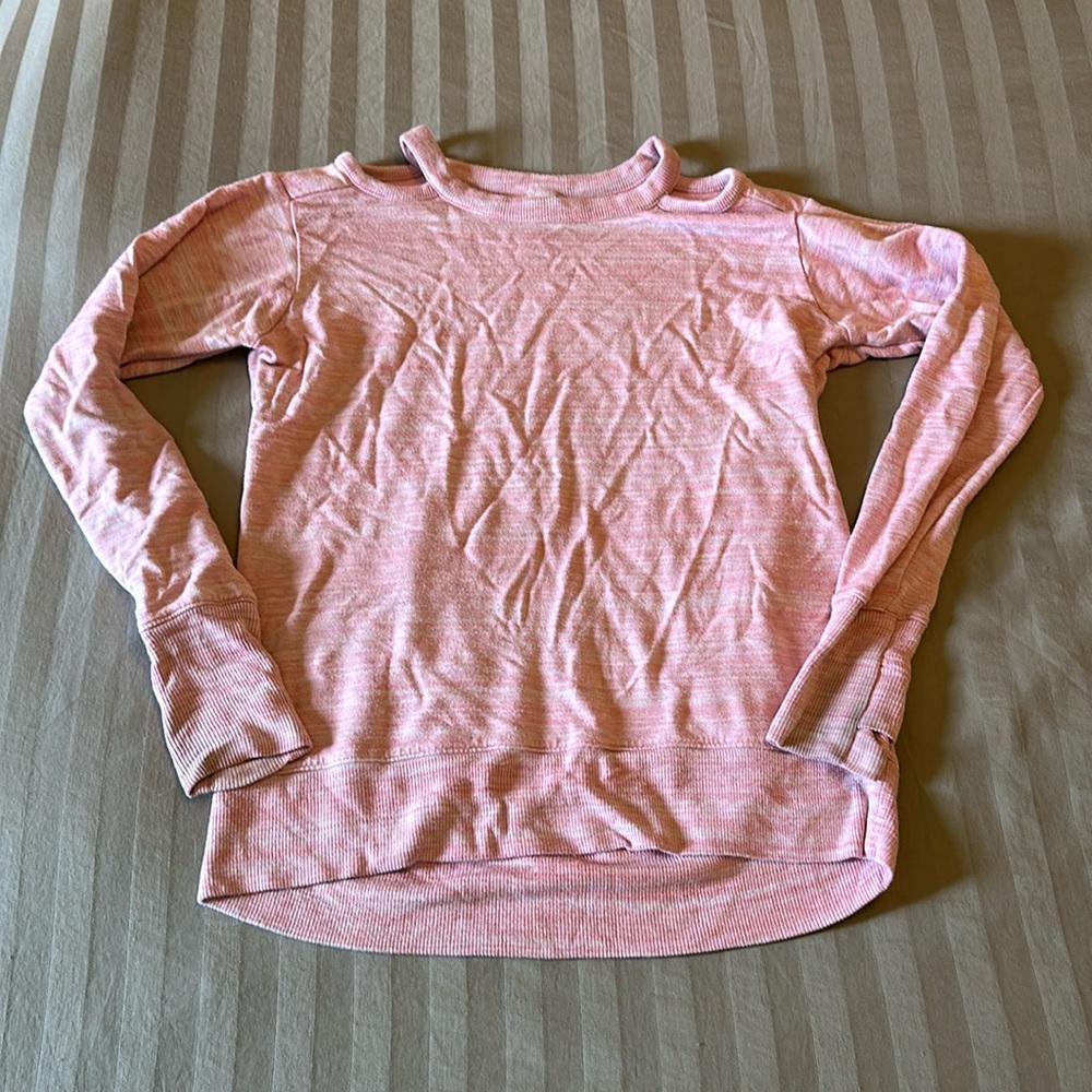 Athleta Girl Size M Pink Sweatshirt Cold Shoulder Cut out
